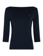 Tommy Hilfiger Bluza slim fit de bumbac cu maneci trei sferturi - Bleumarin