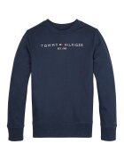 Tommy Hilfiger Bluza sport cu decolteu la baza gatului - cu logo - Alb/Bleumarin