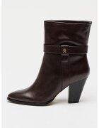 Tommy Hilfiger Botine de piele cu toc cubanez - Maro