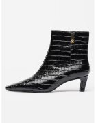 Tommy Hilfiger Botine din piele lacuita cu aspect de piele de crocodil - Negru