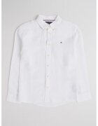 Tommy Hilfiger Camasa din amestec de in cu buzunar pe piept - Alb