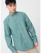 Tommy Hilfiger Camasa din bumbac cu maneci lungi si detaliu logo - Alb/Verde feriga