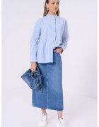 Tommy Hilfiger Camasa in dungi din bumbac organic - Alb/Albastru lavanda