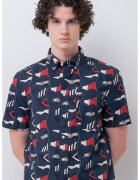 Tommy Hilfiger Camasa regular fit cu model grafic - Albastru inchis