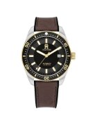 Tommy Hilfiger Ceasuri barbatesti - TH85 Automatic - 1792142 - argintiu/maro - piele/inox