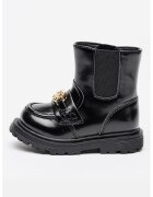 Tommy Hilfiger Cizme din piele ecologica cu garnitura din material textil - Auriu/Negru