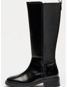 Tommy Hilfiger Cizme lungi de piele cu model uni - Negru