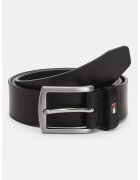 Tommy Hilfiger Curea de piele New Denton Maro inchis - Negru