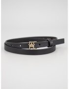 Tommy Hilfiger Curea ingusta din piele cu catarama in forma de logo - Negru
