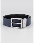 Tommy Hilfiger Curea reversibila din piele Denton - Negru/Albastru inchis