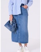 Tommy Hilfiger Fusta midi din denim din lyocell - Albastru