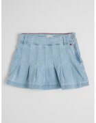 Tommy Hilfiger Fusta mini de denim cu pliuri - Albastru prafuit