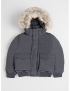 Tommy Hilfiger Geaca cu garnitura din blana sintetica - Gri inchis