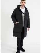 Tommy Hilfiger Geaca lunga cu umplutura de puf si gluga - Negru