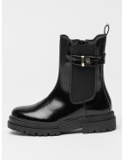 Tommy Hilfiger Ghete Chelsea din piele ecologica cu aspect lacuit - Negru