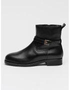 Tommy Hilfiger Ghete din piele cu bareta cu catarana decorativa - Negru