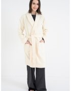Tommy Hilfiger Halat de baie cu model uni si prindere cu cordon - Crem