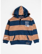 Tommy Hilfiger Hanorac cu model in dungi si buzunar kangaroo - Maro/Bleumarin