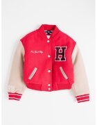 Tommy Hilfiger Jacheta bomber din amestec de lana cu buzunare laterale - Rosu/Maro camel