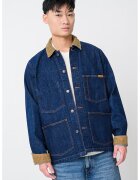 Tommy Hilfiger Jacheta din denim cu guler din reiat - Albastru inchis/Maro deschis
