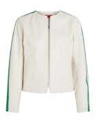Tommy Hilfiger Jacheta din piele cu benzi laterale contrastante - Verde/Alb fildes