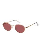 Tommy Hilfiger Ochelari de soare unisex ovali cu rama metalica - Auriu