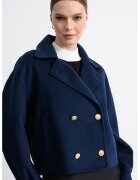Tommy Hilfiger Palton scurt din amestec de lana cu nasturi metalici - Bleumarin