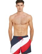 Tommy Hilfiger Pantaloni scurti de baie cu garnituri contrastante - Rosu/Alb/Bleumarin