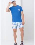 Tommy Hilfiger Pantaloni scurti de baie cu model si buzunare laterale - Alb optic/Verde aquamarin/Albastru deschis