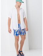 Tommy Hilfiger Pantaloni scurti de baie cu model si buzunare laterale - Albastru royal/Alb murdar