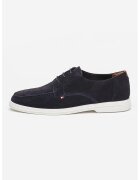 Tommy Hilfiger Pantofi derby de piele intoarsa - Alb murdar/Bleumarin