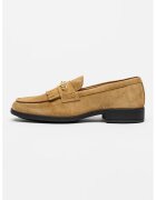 Tommy Hilfiger Pantofi loafer din piele intoarsa cu detaliu metalizat - Maro deschis