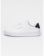 Tommy Hilfiger Pantofi sport Court din piele cu insertii din material sintetic - Alb optic/Bleumarin