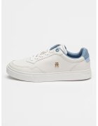 Tommy Hilfiger Pantofi sport de piele cu logo - Albastru lavanda/Alb optic