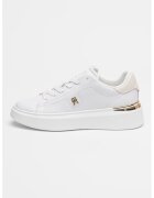Tommy Hilfiger Pantofi sport de piele cu logo - Auriu/Alb optic