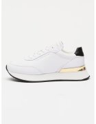 Tommy Hilfiger Pantofi sport de piele cu logo discret - Alb/Auriu