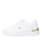 Tommy Hilfiger Pantofi sport de piele si piele ecologica cu platforma - Auriu/Alb optic
