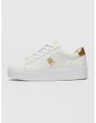 Tommy Hilfiger Pantofi sport din piele cu aplicatie logo aurie - Auriu/Alb murdar