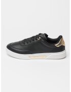 Tommy Hilfiger Pantofi sport din piele Essential Chic Court - Auriu/Negru/Alb murdar