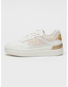 Tommy Hilfiger Pantofi sport din piele si piele ecologica Lux Court - Auriu/Alb fildes