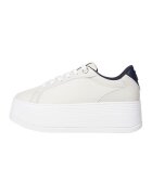 Tommy Hilfiger Pantofi sport flatform de piele - Alb murdar