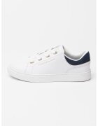 Tommy Hilfiger Pantofi sport flatform din piele - Auriu/Alb optic/Bleumarin