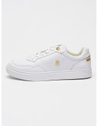 Tommy Hilfiger Pantofi sport low-cut de piele cu logo metalic - Alb/Auriu