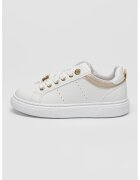 Tommy Hilfiger Pantofi sport low-cut din piele ecologica cu fermoar - Alb/Auriu