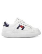 Tommy Hilfiger Pantofi sport pentru Fete - flag low cut lace-up sneaker - T3A9-32966-1355A473 - Alb - Alb
