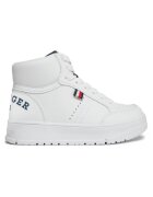 Tommy Hilfiger Pantofi sport pentru Fete - logo high top lace-up sneaker - T3X9-33362-1355X336 - Alb - Alb