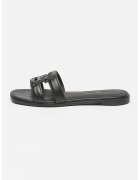 Tommy Hilfiger Papuci din piele cu model logo - Negru