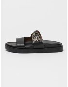 Tommy Hilfiger Papuci din piele cu model monograma - Negru