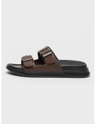 Tommy Hilfiger Papuci din piele - Maro inchis