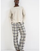 Tommy Hilfiger Pijama cu pantaloni lungi din bumbac - Negru/Bej deschis